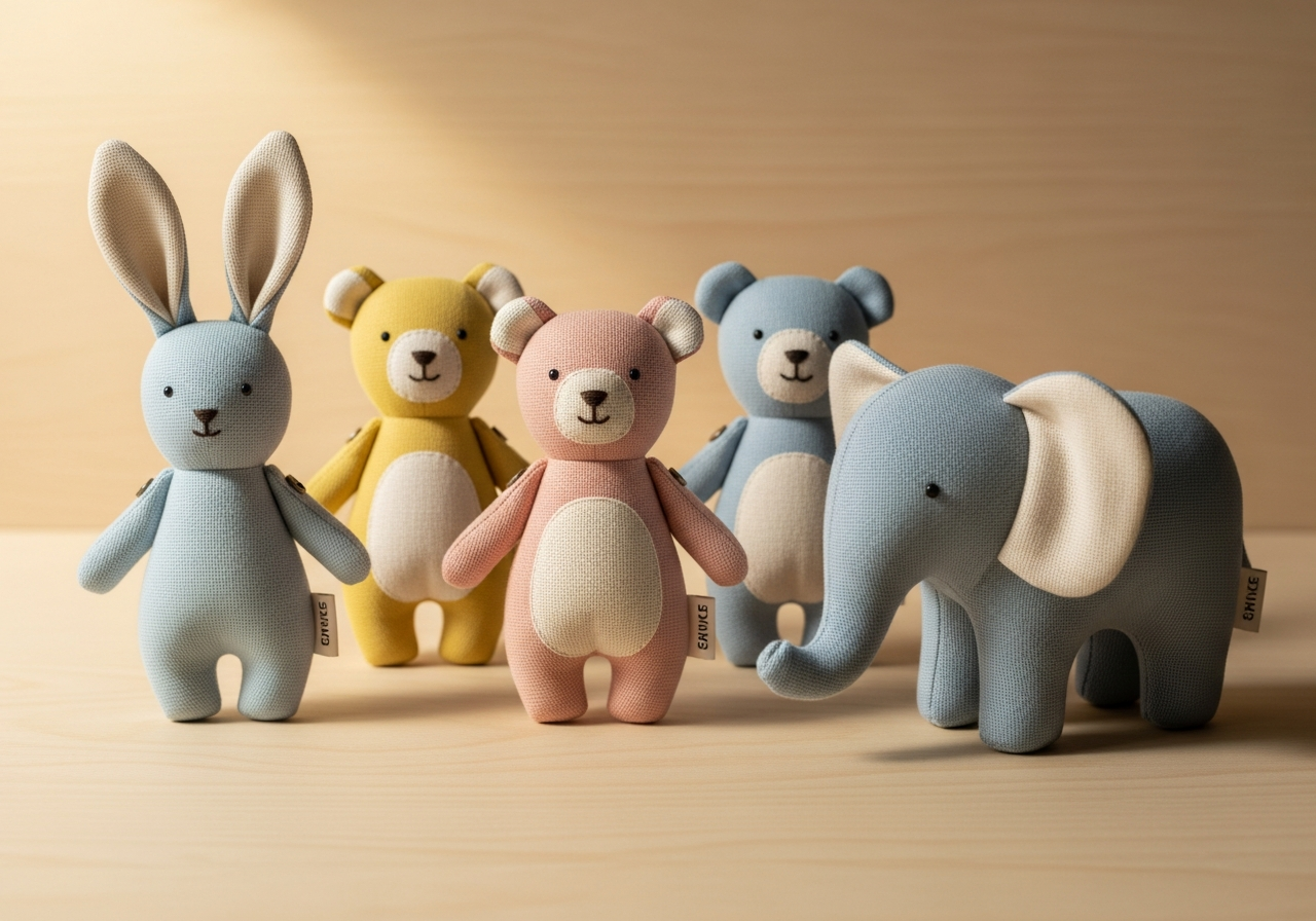 Коллекция мягких игрушек из ткани — результат курса Plushy